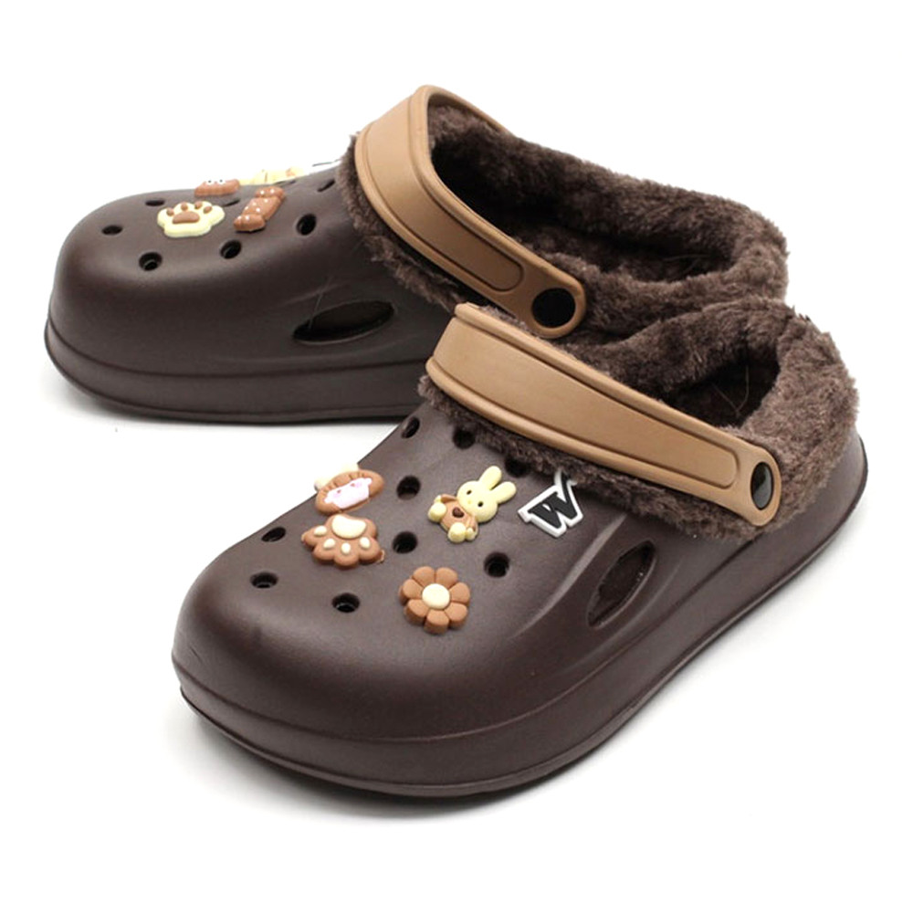 윈윈 실내화 폭신한 겨울 털 샌들 (브라운) (택1) 털실내화