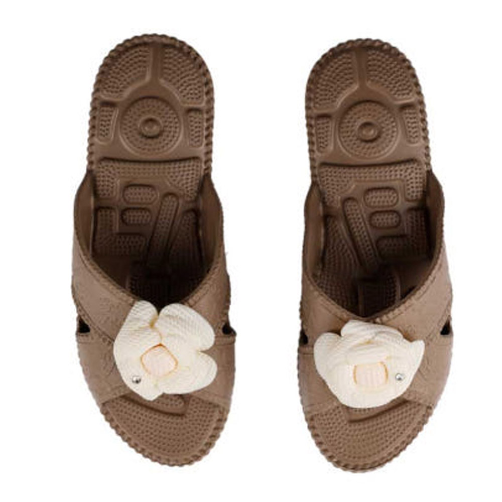 신우실업 거실화 플라워 지압 가벼운 슬리퍼 실내화 (브라운)