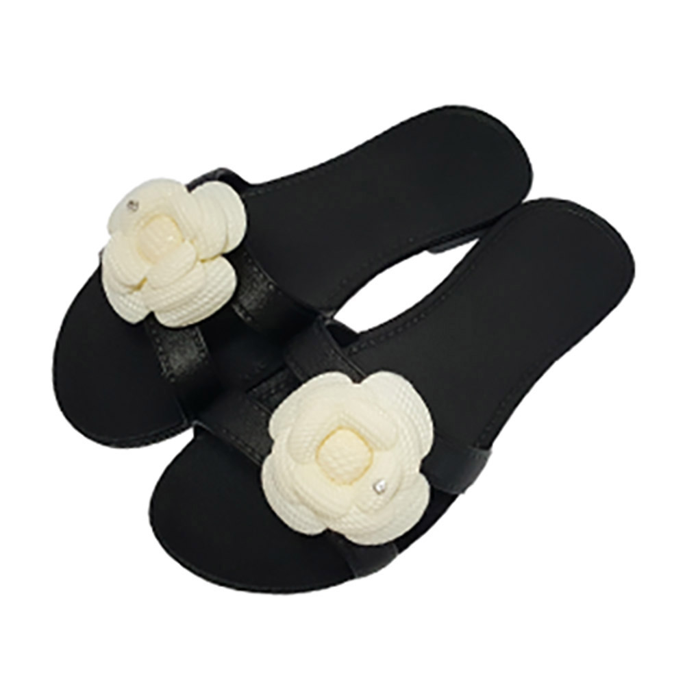 신우실업 거실화 뷰티플러스 다용도화 미끄럼방지 편안한 슬리퍼 블랙 (화이트꽃) 거실슬리퍼