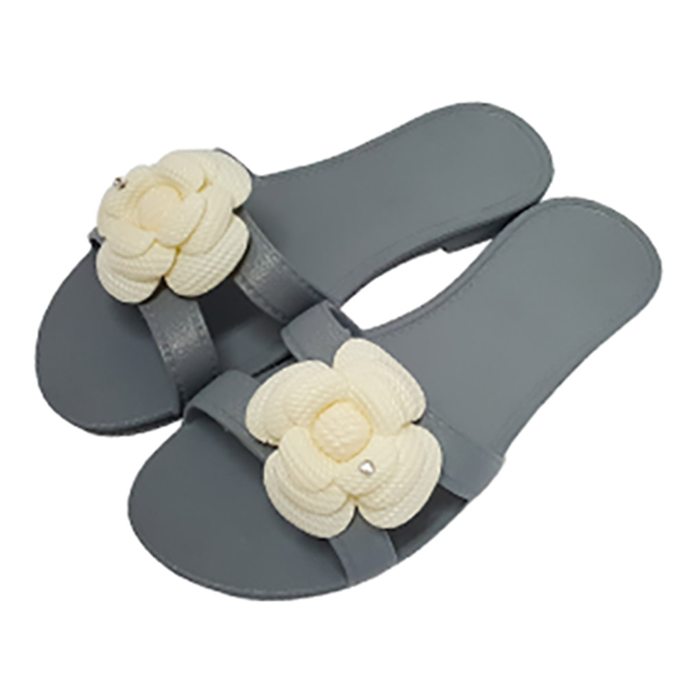 신우실업 거실화 뷰티플러스 다용도화 미끄럼방지 편안한 슬리퍼 그레이 (화이트꽃) 거실슬리퍼