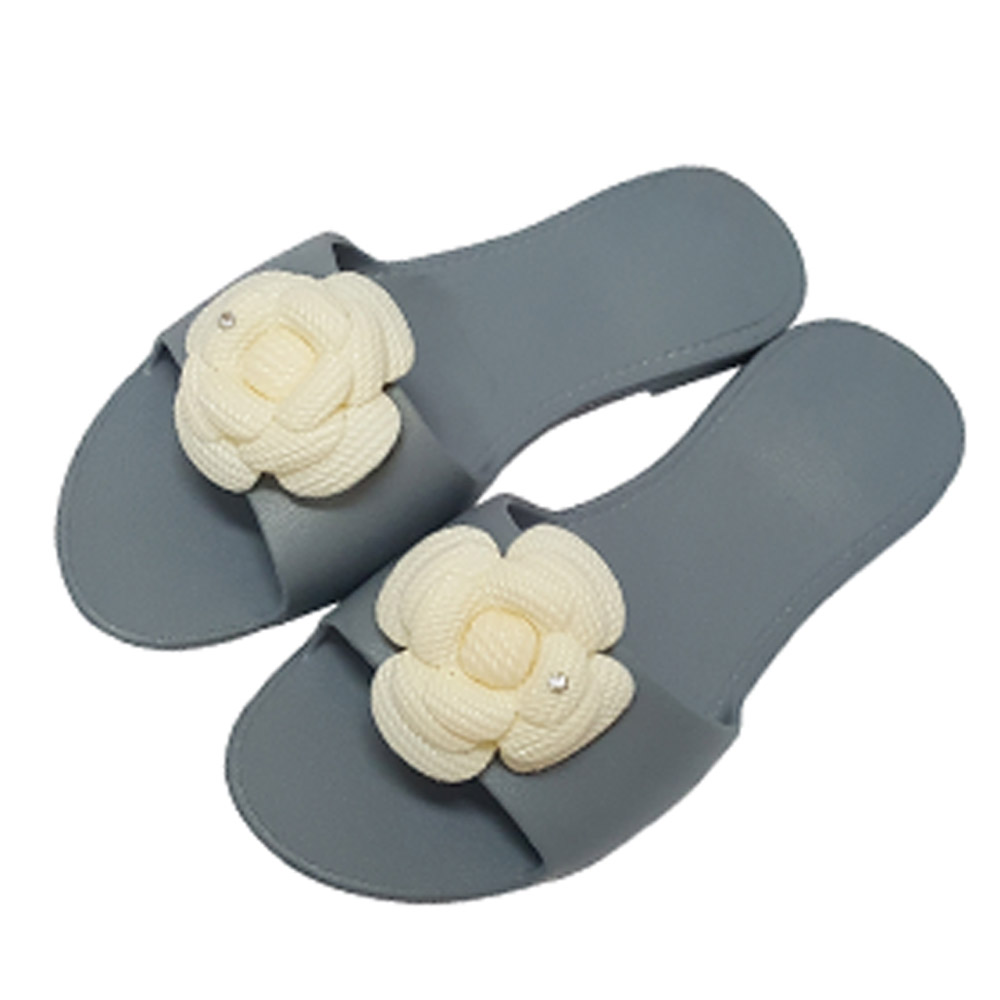 신우실업 거실화 뷰티 다용도화 미끄럼방지 편안한 슬리퍼 그레이 (화이트꽃) 거실슬리퍼 실내화