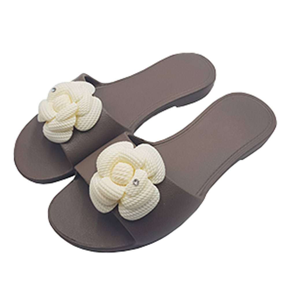 신우실업 거실화 뷰티 다용도화 미끄럼방지 편안한 슬리퍼 브라운 (화이트꽃) 거실슬리퍼