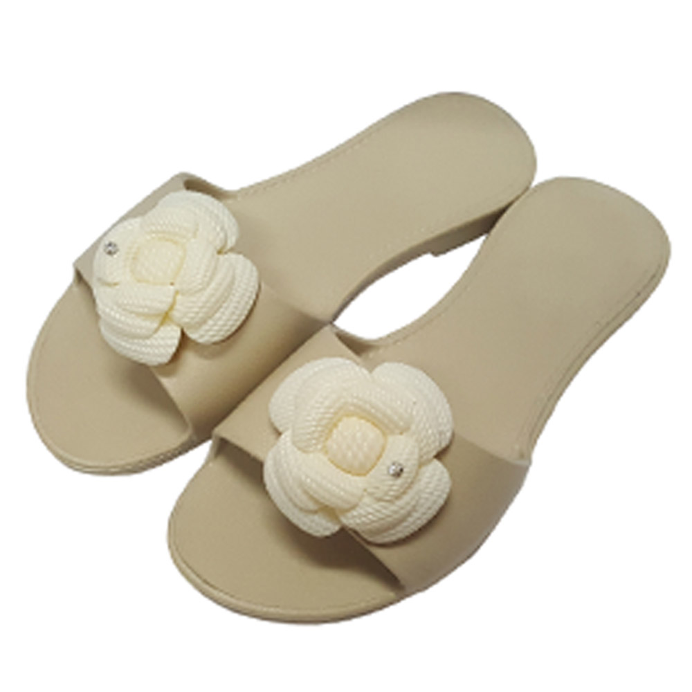 신우실업 거실화 뷰티 다용도화 미끄럼방지 편안한 슬리퍼 아이보리 (화이트꽃) 거실슬리퍼