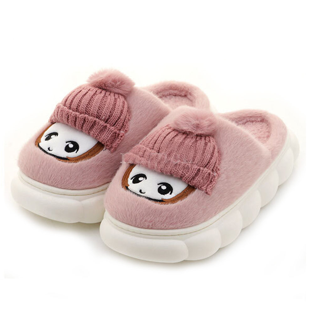 DDA 실내화 모자인형 털실내화 (핑크) (택1) 거실화