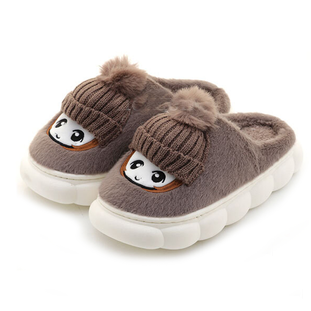 DDA 실내화 모자인형 털실내화 (브라운) (택1) 거실화