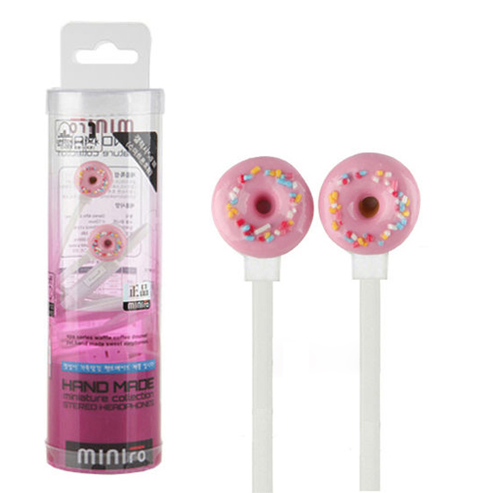 우솔 스마트폰 이어폰 MO-1000 핸드메이드 미니어처 (핑크도넛)