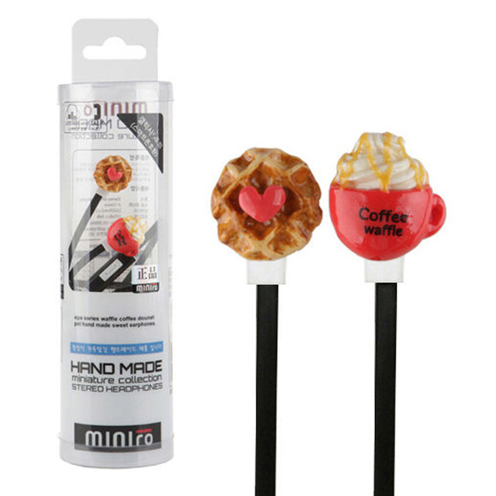 우솔 스마트폰 이어폰 MO-1000 핸드메이드 미니어처 (와플커피)