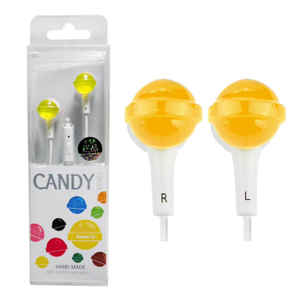 미니플러스 미니어처 스마트폰 이어폰 사탕 옐로우 (ECA-03)