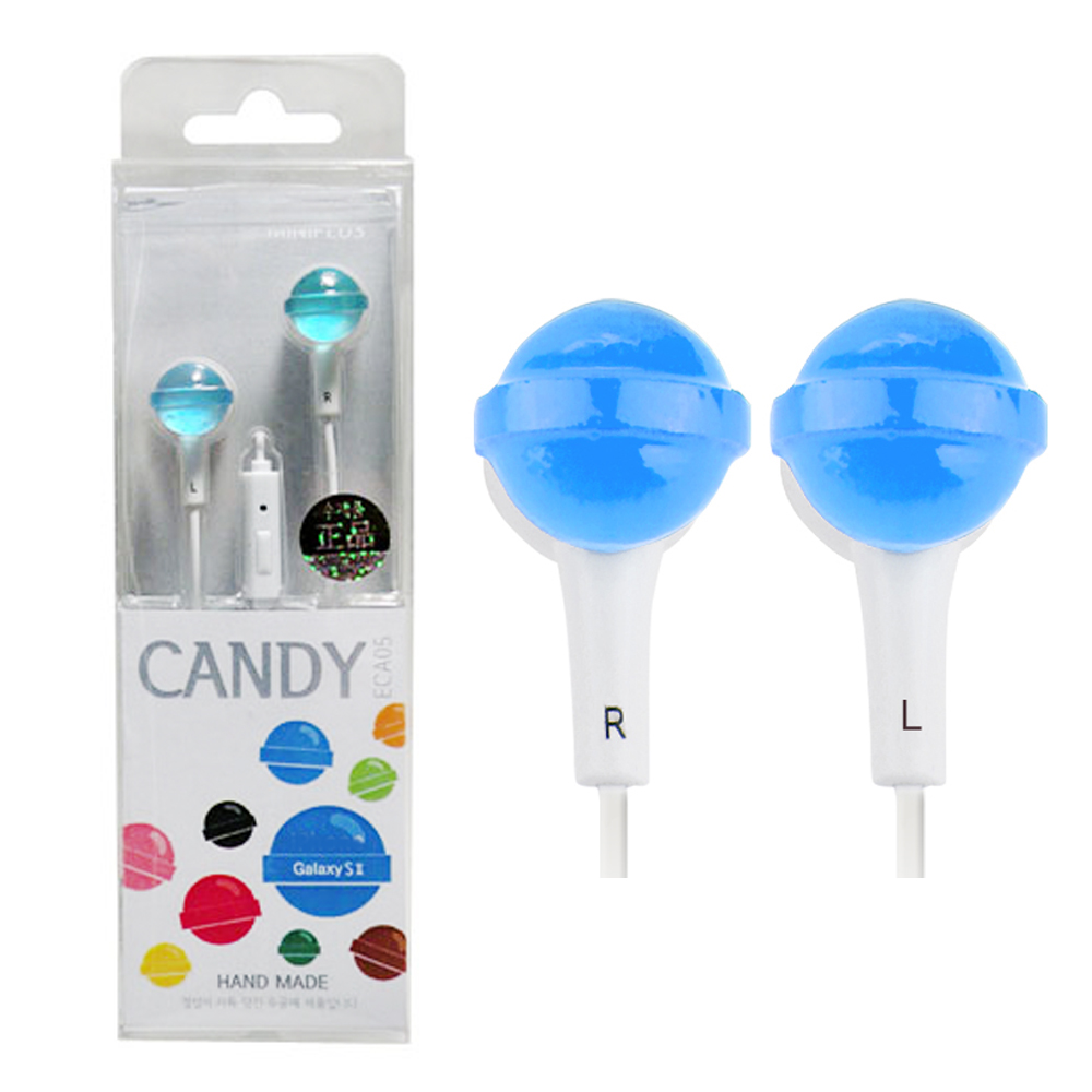 미니플러스 미니어처 스마트폰 이어폰 사탕 블루 (ECA-05)
