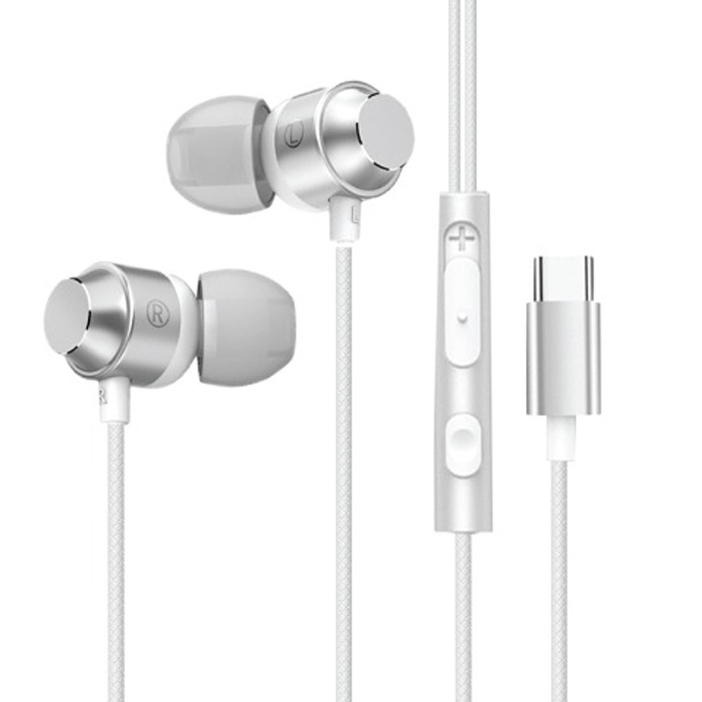 아남 C타입 이어폰 DAC칩내장 볼륨조절컨트롤 (실버) (AN-C004)