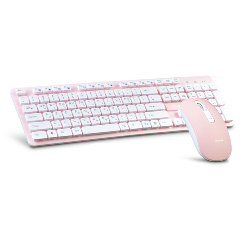 DDZONE 무선키보드마우스세트 무선 키보드 마우스 (핑크)