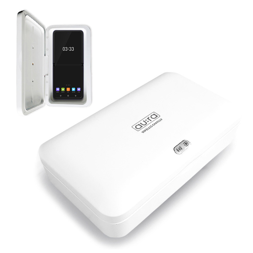 아우라 스마트폰무선충전기 핸드폰무선충전기 제로존 UV소독 충전기