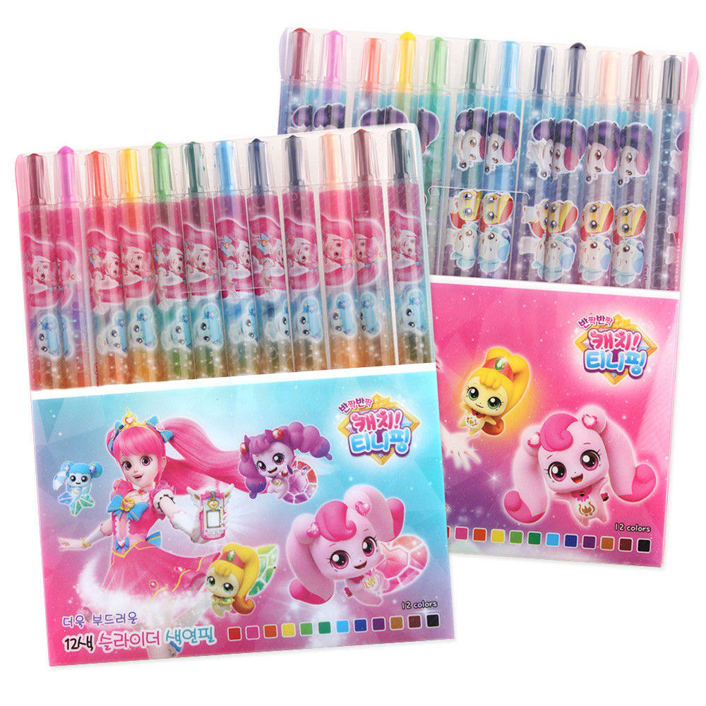 필박스 캐치티니핑 12색 슬라이더 색연필 (랜덤1개)