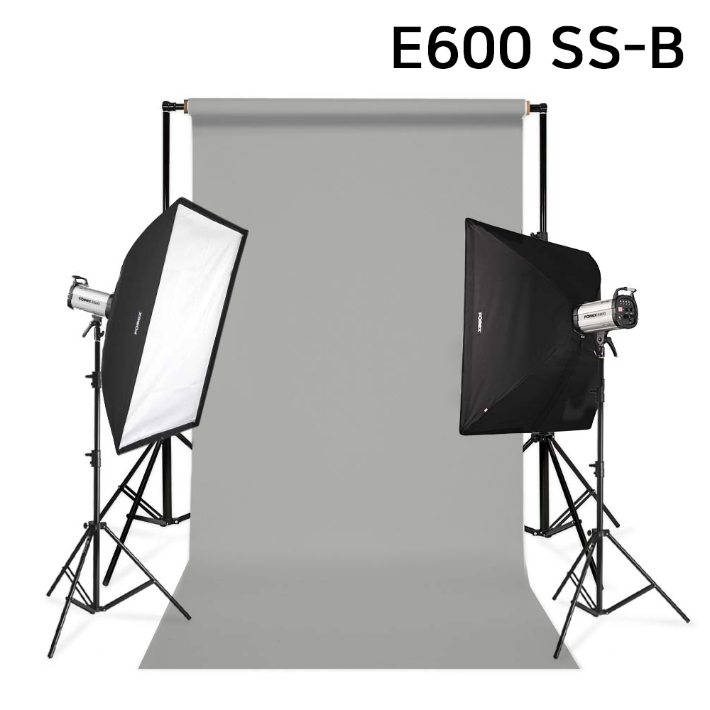 포멕스 사진조명 스튜디오 촬영 세트 (E600 SS-B) 이동형 배경시스템 (배경지135cm 그레이) 쇼핑몰 악세서리 광택 쥬얼리 추천