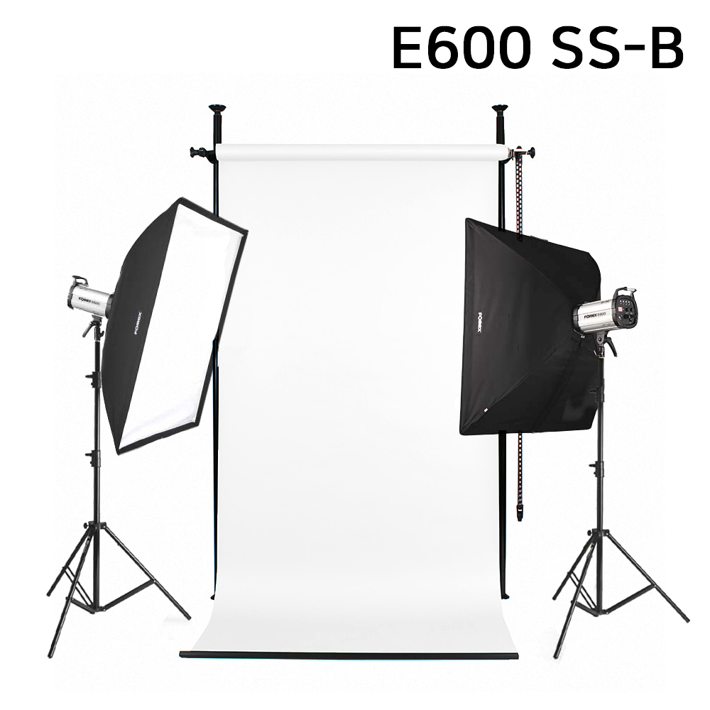 포멕스 사진조명 스튜디오 촬영 세트 (E600 SS-B) 고정형 배경시스템 (배경지135cm 화이트) 쇼핑몰 악세서리 광택 쥬얼리 추천