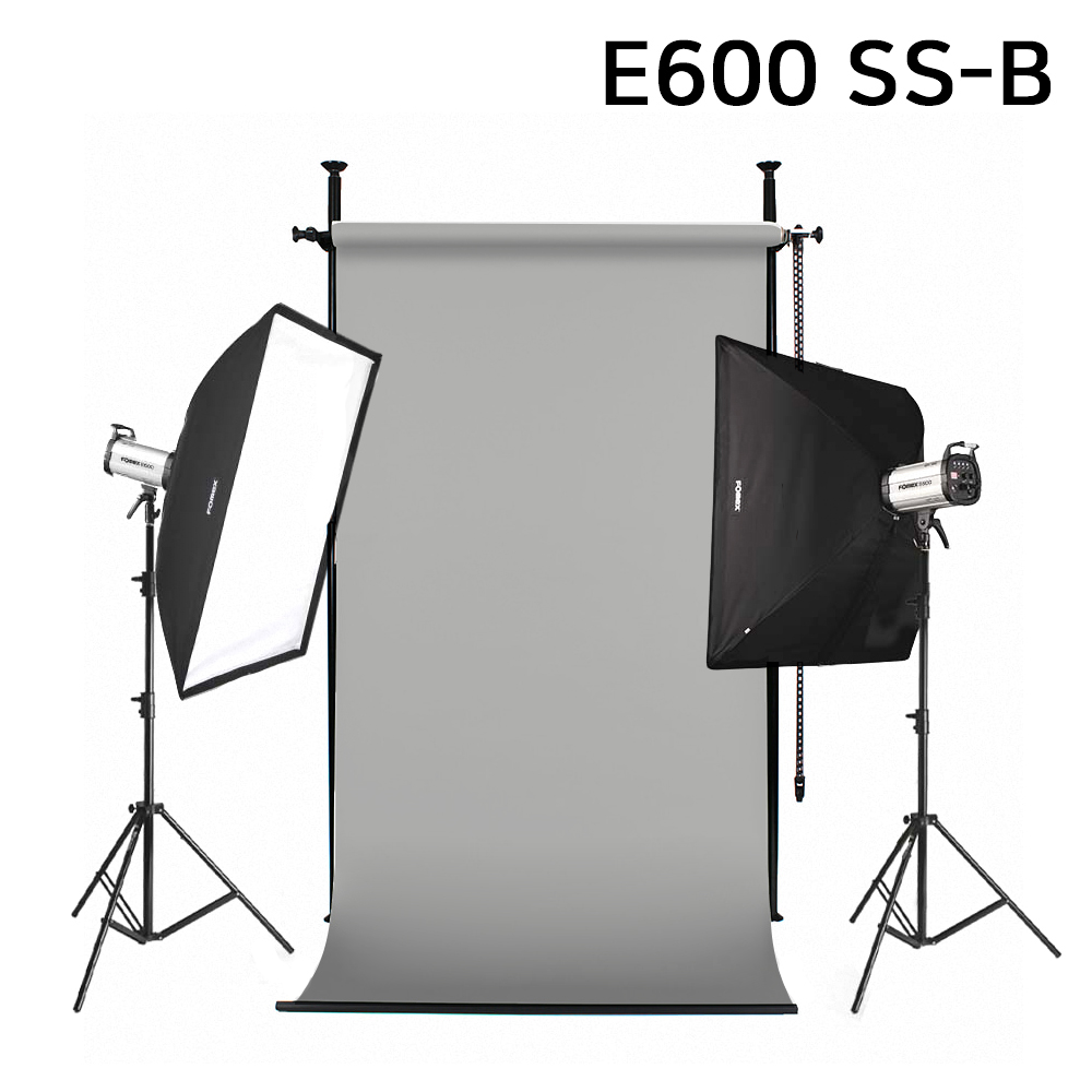 포멕스 사진조명 스튜디오 촬영 세트 (E600 SS-B) 고정형 배경시스템 (배경지135cm 그레이) 쇼핑몰 악세서리 광택 쥬얼리 추천