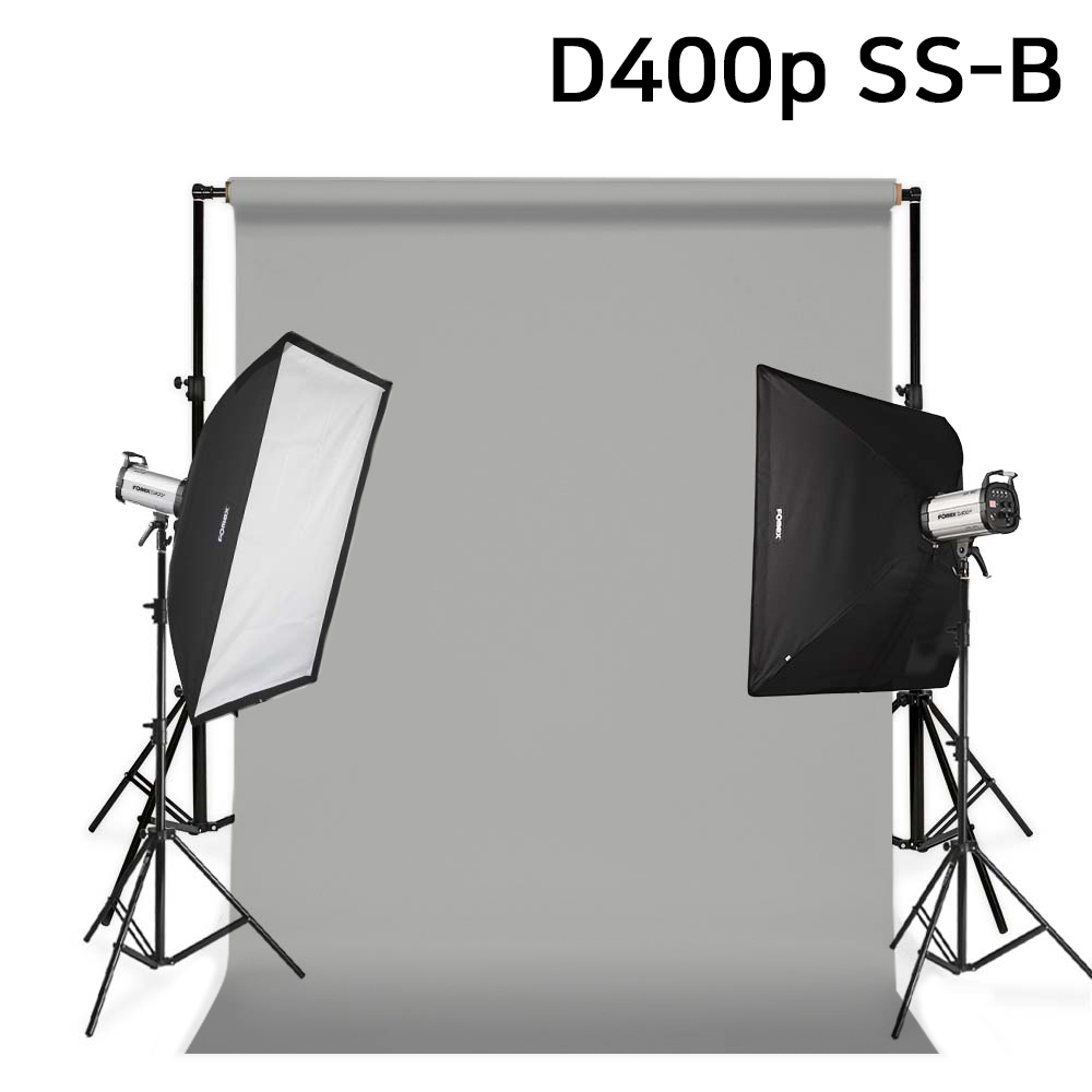 포멕스 사진조명 스튜디오 촬영 세트 (D400p SS-B) 이동형 배경시스템 (배경지135cm 그레이) 쇼핑몰 제품 소품 취미 홈스튜디오 추천