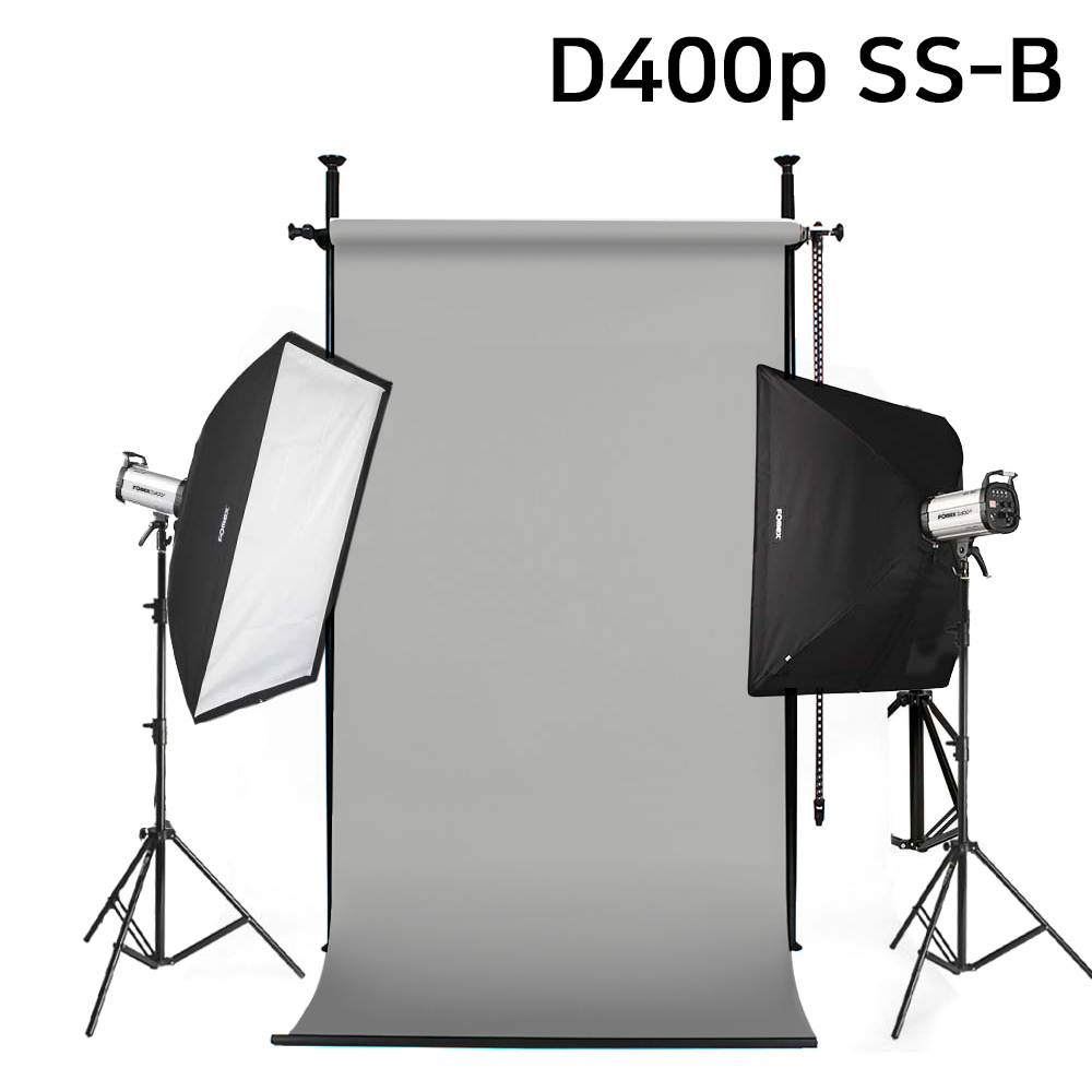 포멕스 사진조명 스튜디오 촬영 세트 (D400p SS-B) 고정형 배경시스템 (배경지135cm 그레이) 쇼핑몰 제품 소품 취미 홈스튜디오 추천