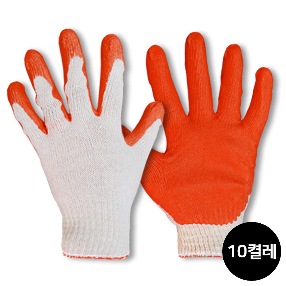 GUARDMAN 반코팅 장갑 적색 10G (10개입) 목장갑 코팅장갑 작업 안전장갑