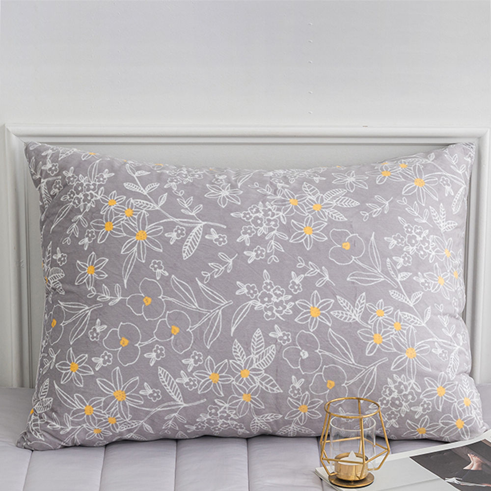 해피니 베개커버 밍크 극세사 베개커버 플로렌 50x70cm (그레이)