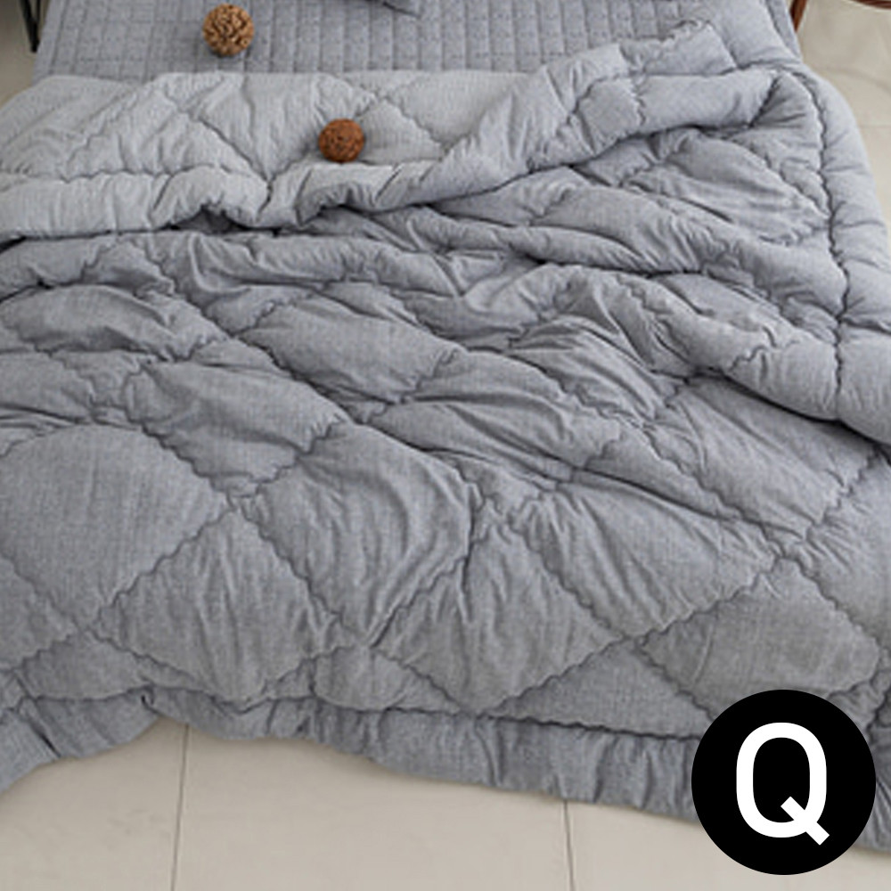 해피니 누네 리버서블 차렵이불 퀸 Q (그레이)
