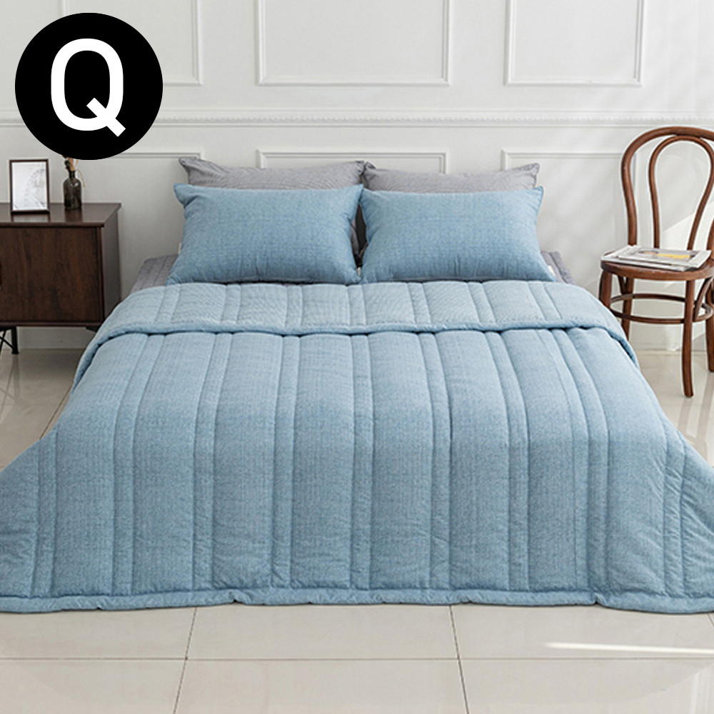 해피니 누네 소프트마이크로 간절기 이불 베개커버세트 퀸 Q (블루)