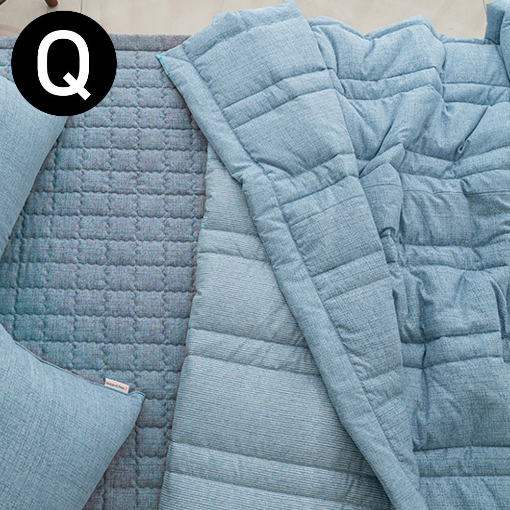해피니 누네 소프트마이크로 간절기 이불 패드세트 퀸 Q (블루)