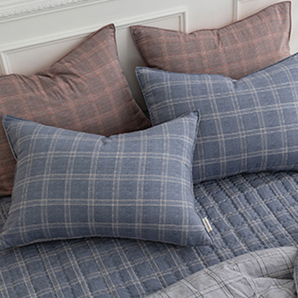 해피니 베이직체크 마이크로모달 베개커버 (50x70cm) (블루)