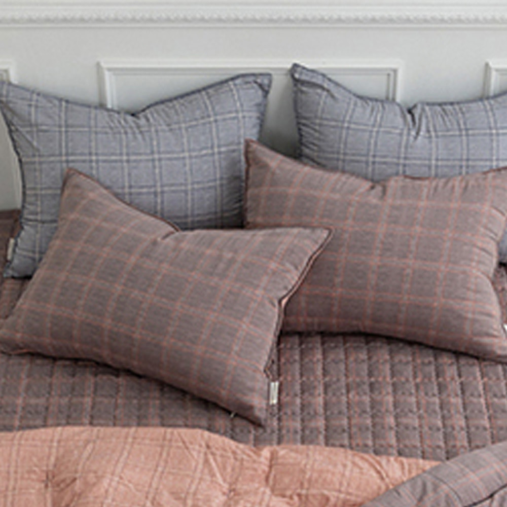 해피니 베이직체크 마이크로모달 베개커버 (50x70cm) (브라운)