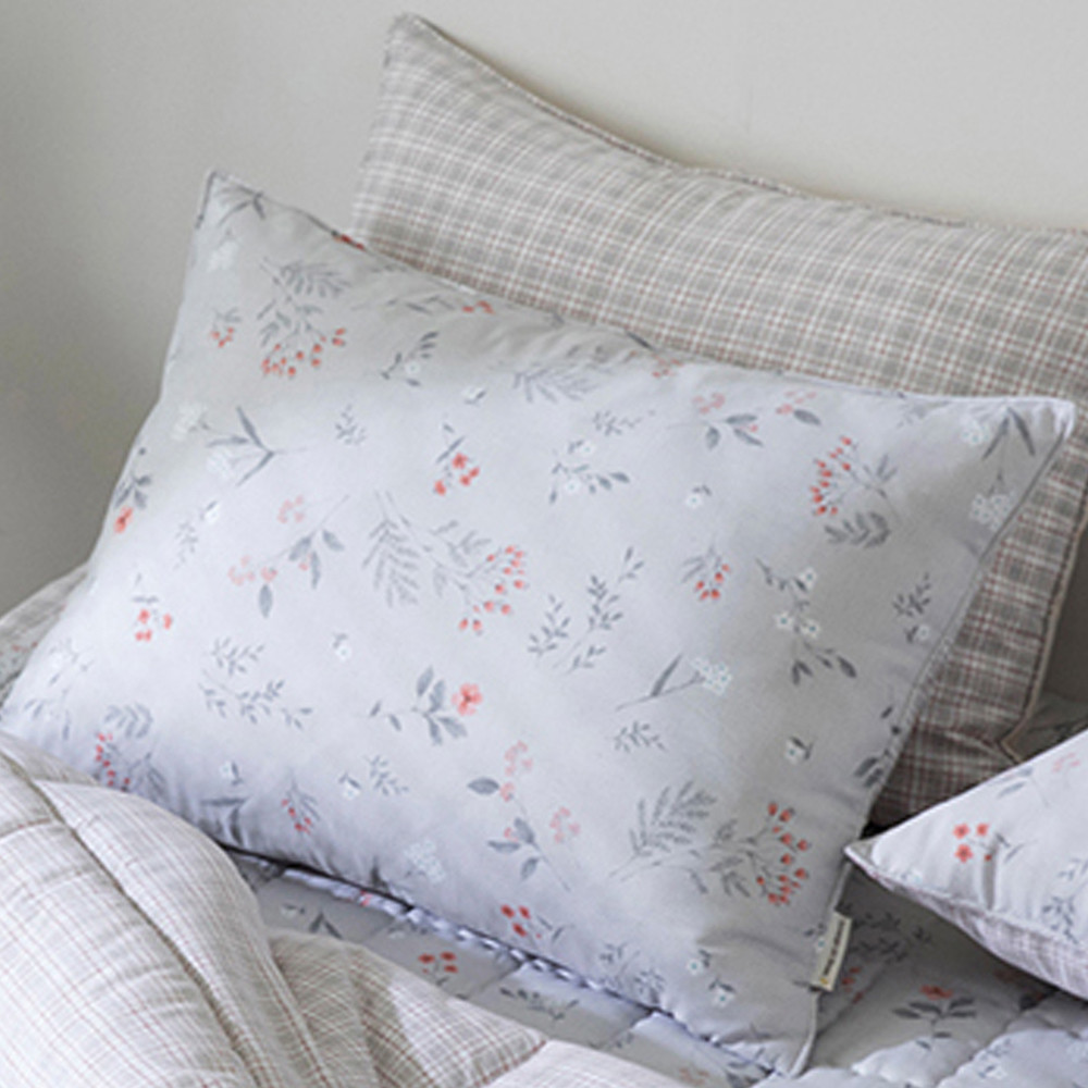 해피니 포리 소프트마이크로 리버서블 베개커버 (50x70cm) (블루그레이)