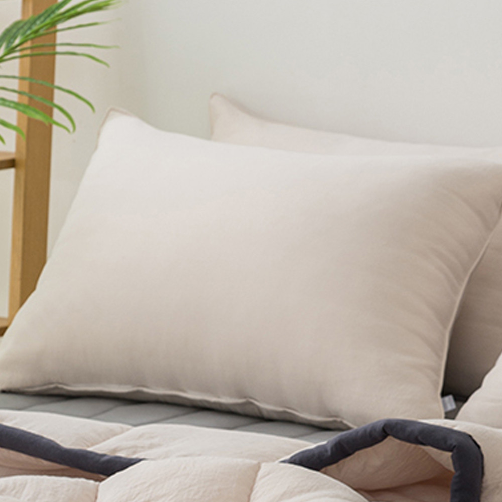 해피니 리버서블 심플투톤 워싱 간절기 베개커버 50x70cm (베이지)