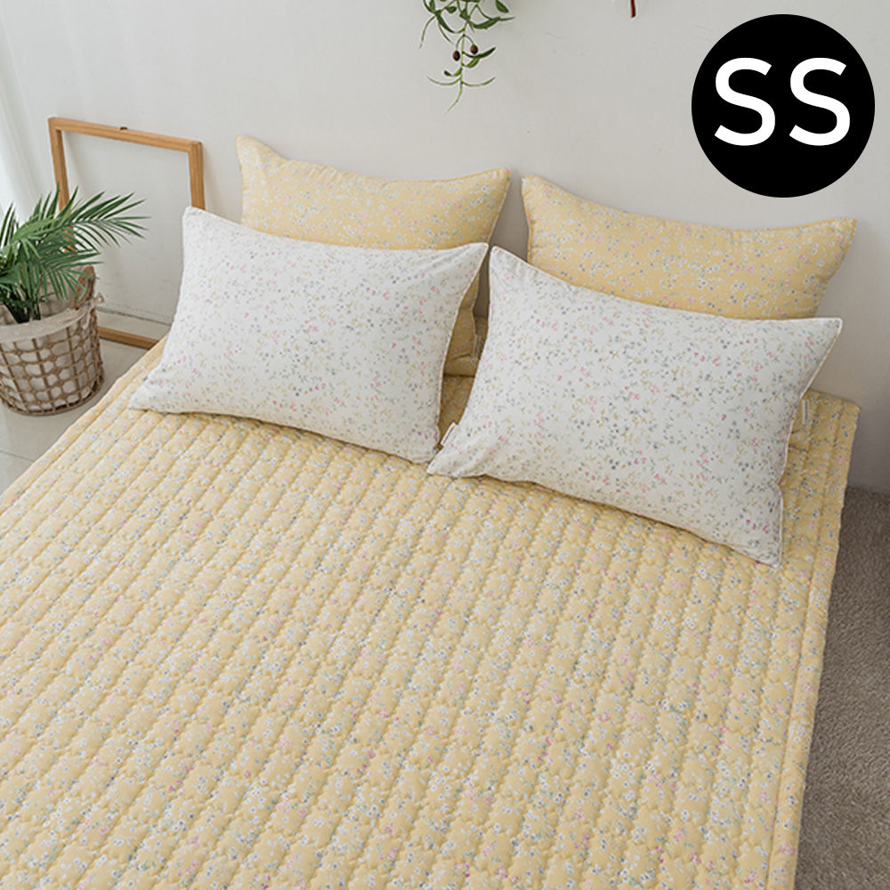 해피니 침대패드 빈티지플라워 마이크로모달 밴딩패드 슈퍼싱글 SS (옐로우)