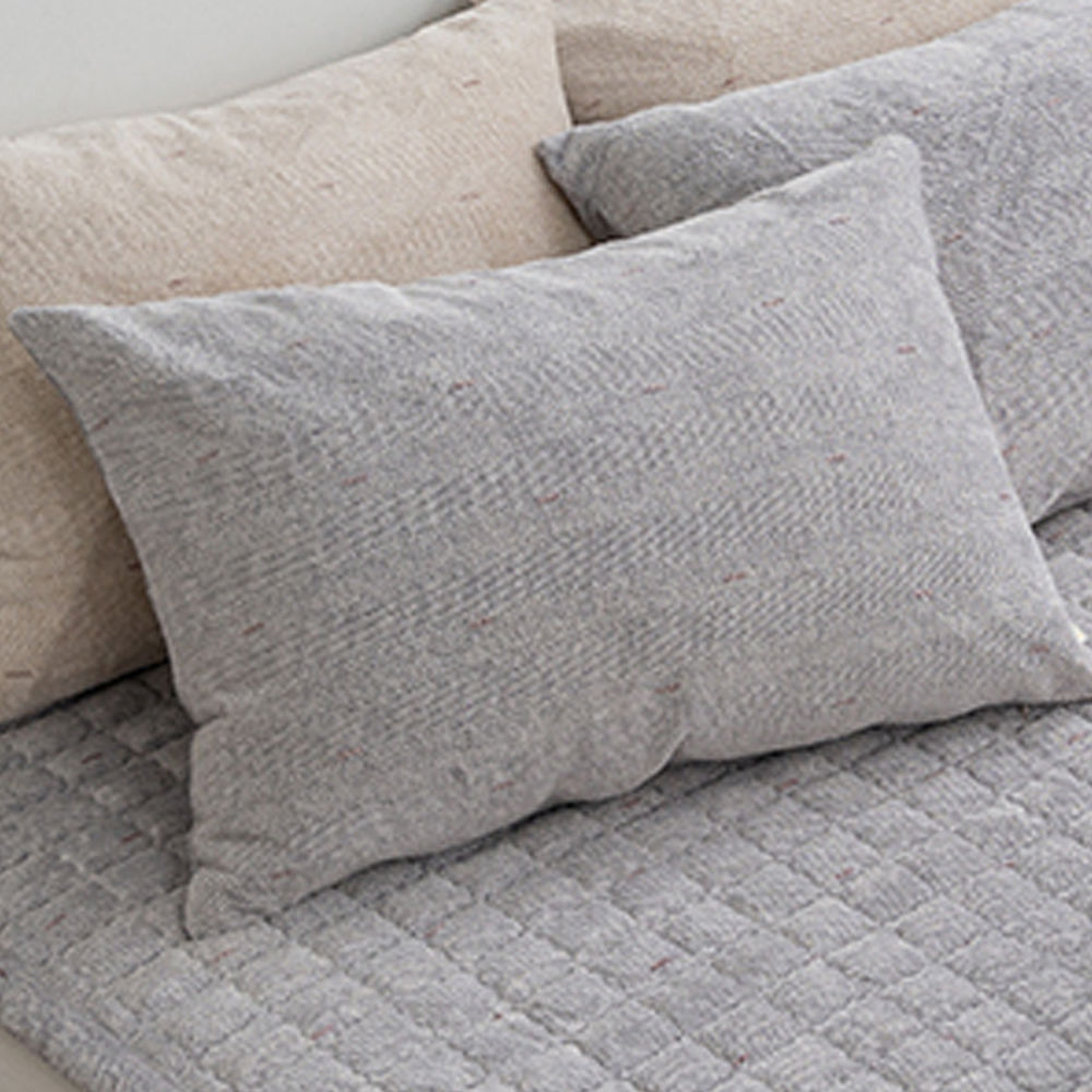 해피니 베베 리버서블 착번 극세사 베개커버 50x70cm (그레이) (베개솜 별매)