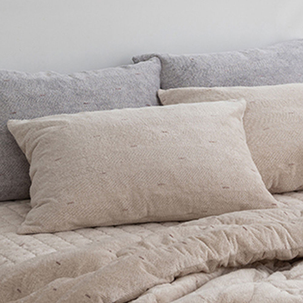 해피니 베베 리버서블 착번 극세사 베개커버 50x70cm (베이지) (베개솜 별매)