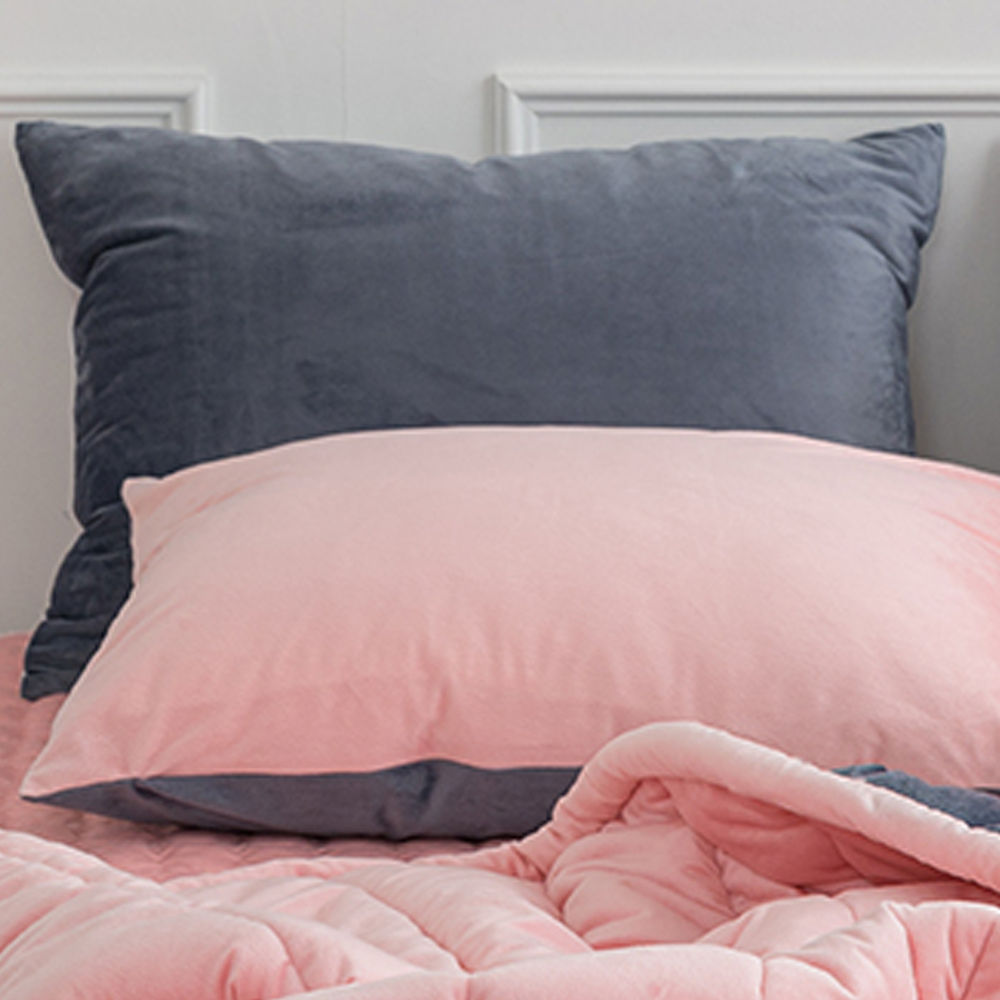 해피니 빌리 리버서블 극세사 베개커버 50x70cm (핑크) (베개솜 별매)