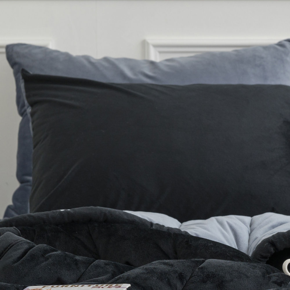 해피니 빌리 리버서블 극세사 베개커버 50x70cm (블랙) (베개솜 별매)