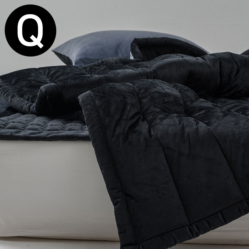 해피니 빌리 리버서블 극세사 차렵이불 퀸 Q (블랙)
