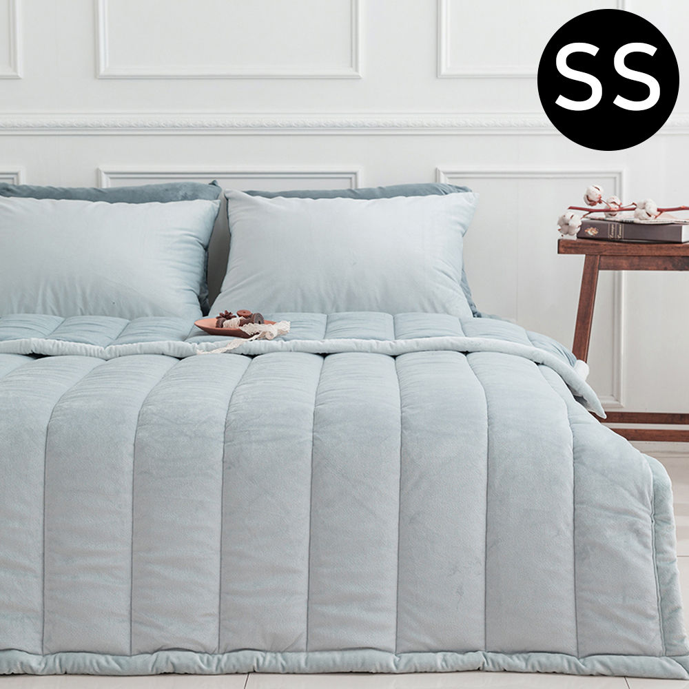 해피니 빌리 리버서블 극세사 차렵이불 베개커버세트 슈퍼싱글 SS (민트그레이) (베개솜 별매)