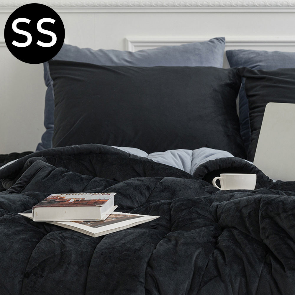 해피니 빌리 리버서블 극세사 차렵이불 베개커버세트 슈퍼싱글 SS (블랙) (베개솜 별매)