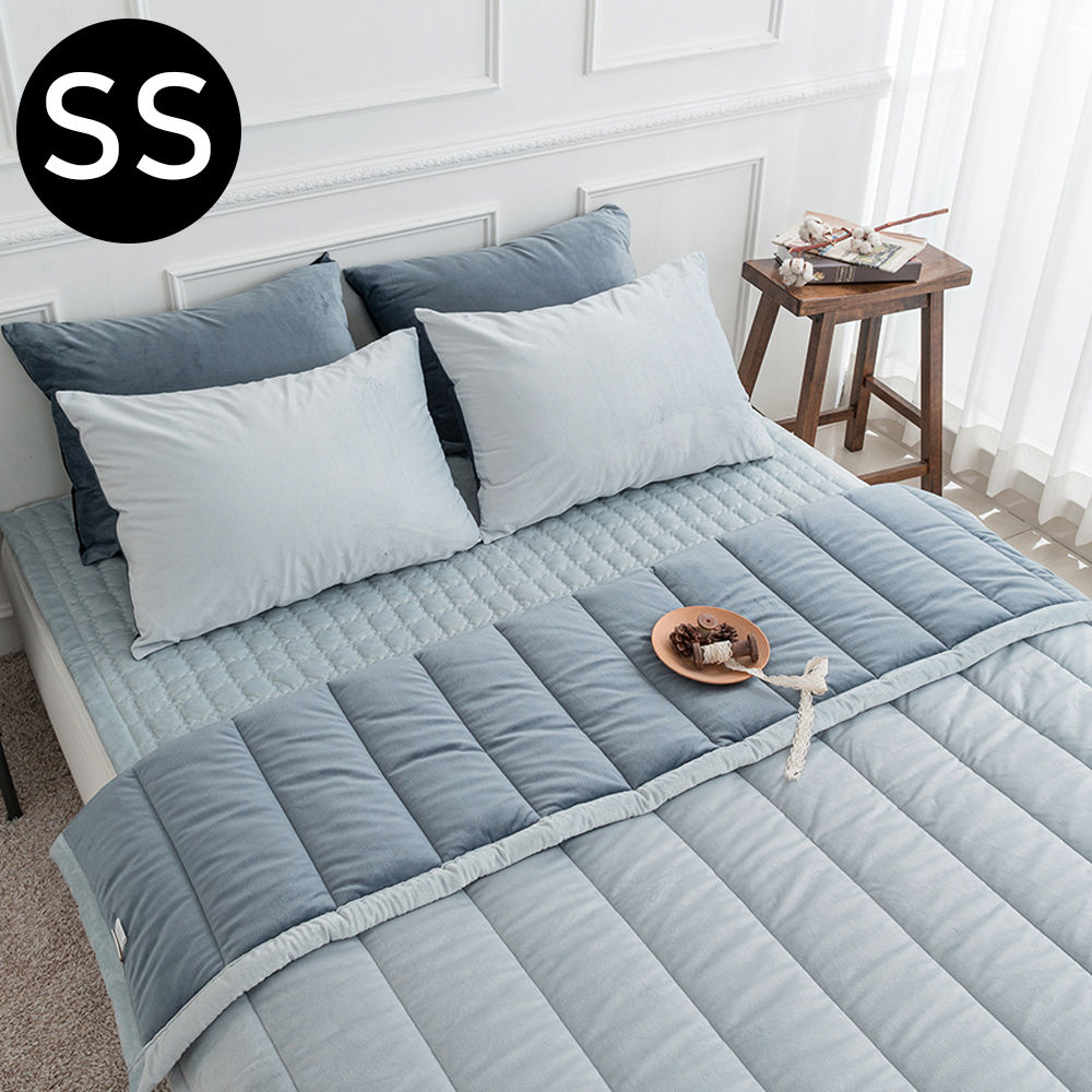 해피니 빌리 리버서블 극세사 차렵이불 패드세트 슈퍼싱글 SS (민트그레이)