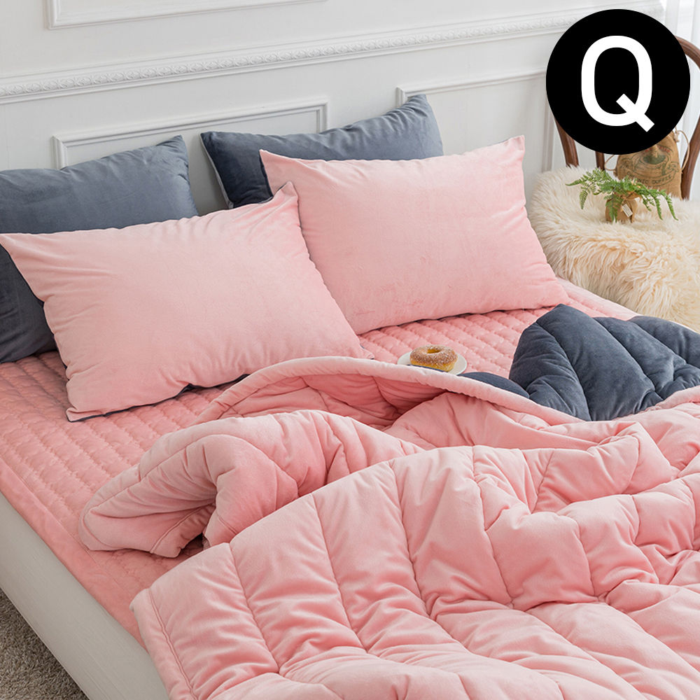 해피니 빌리 리버서블 극세사 차렵이불 패드세트 퀸 Q (핑크)
