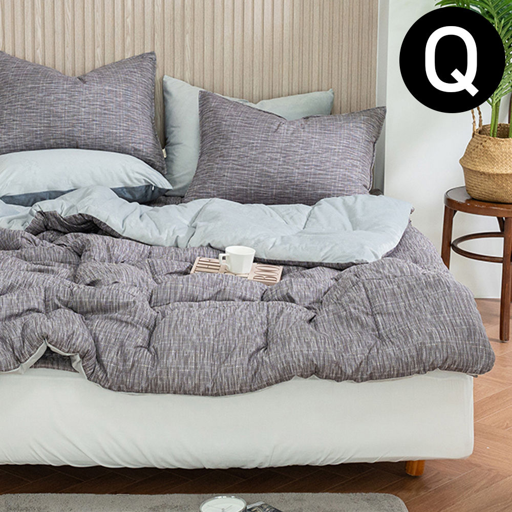 해피니 엘레나 차렵이불 베개커버세트 퀸 Q (그레이) (베개솜 별매)