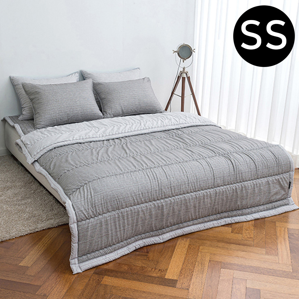 해피니 드리즐 소프트마이크로 간절기 이불 베개커버세트 슈퍼싱글 SS (그레이) (베개솜 별매)