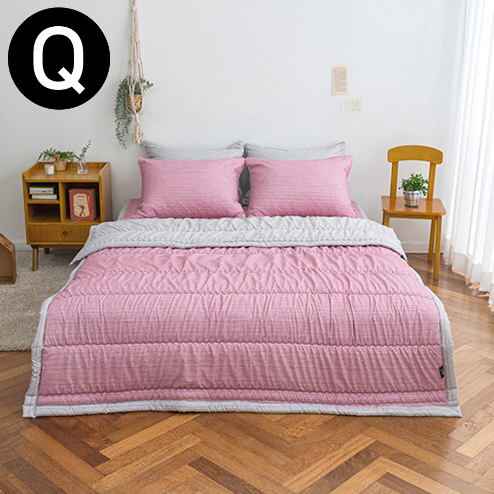 해피니 드리즐 소프트마이크로 간절기 이불 베개커버세트 퀸 Q (핑크) (베개솜 별매)