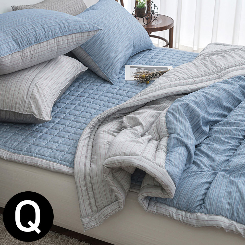 해피니 드리즐 소프트마이크로 간절기 이불 패드세트 퀸 Q (블루)