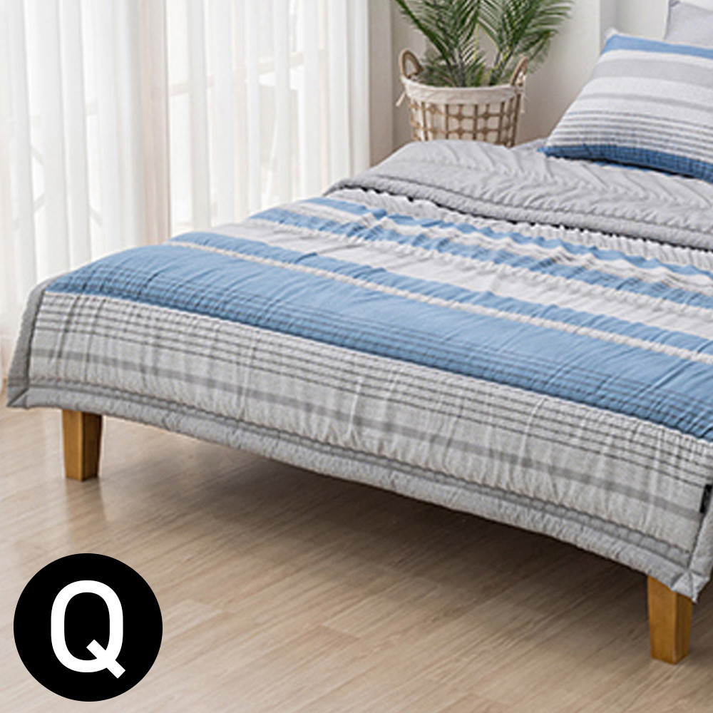 해피니 포인트라인 소프트마이크로 간절기 이불 퀸 Q (블루)