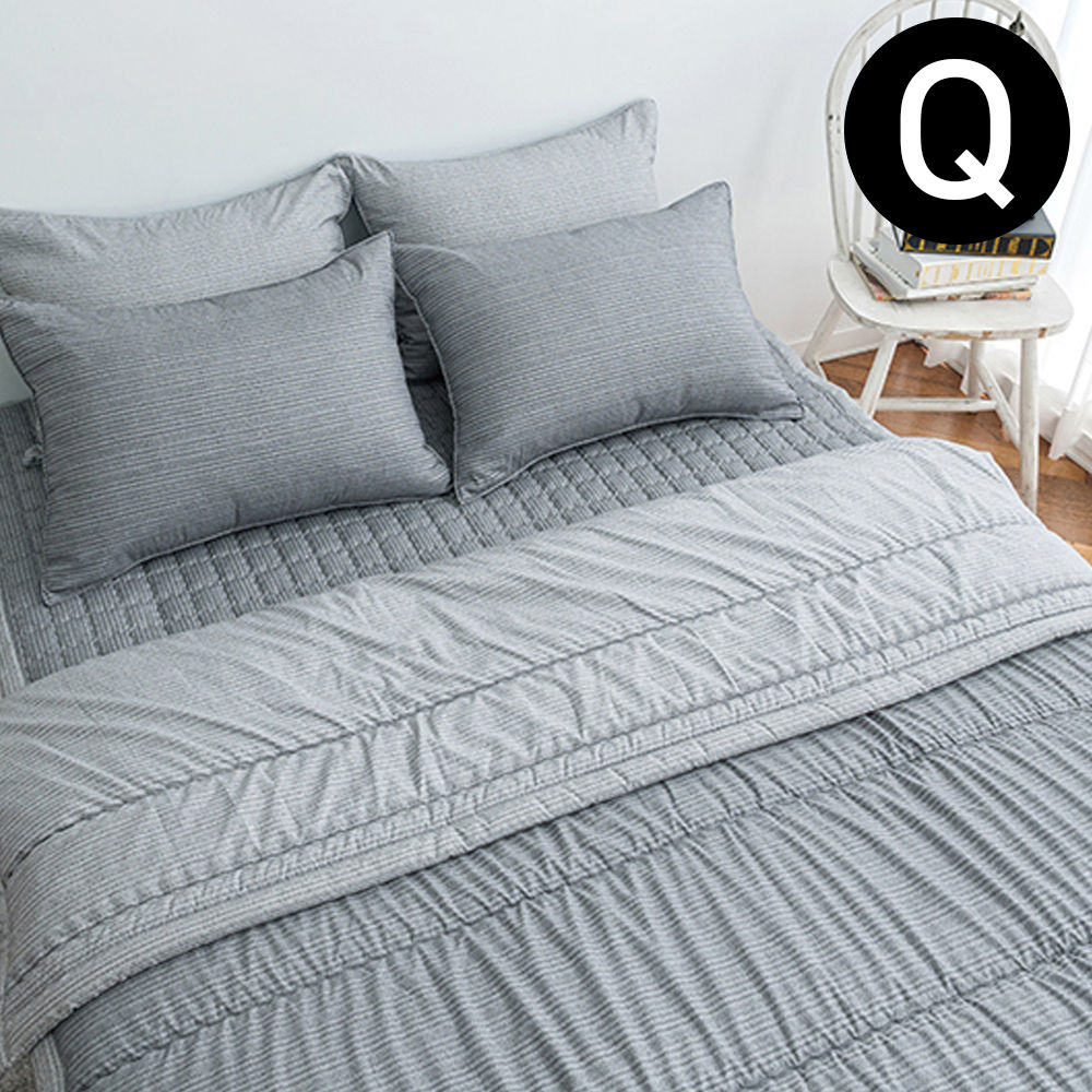 해피니 솔트 소프트마이크로 간절기 이불 베개커버세트 퀸 Q (그레이) (베개솜 별매)
