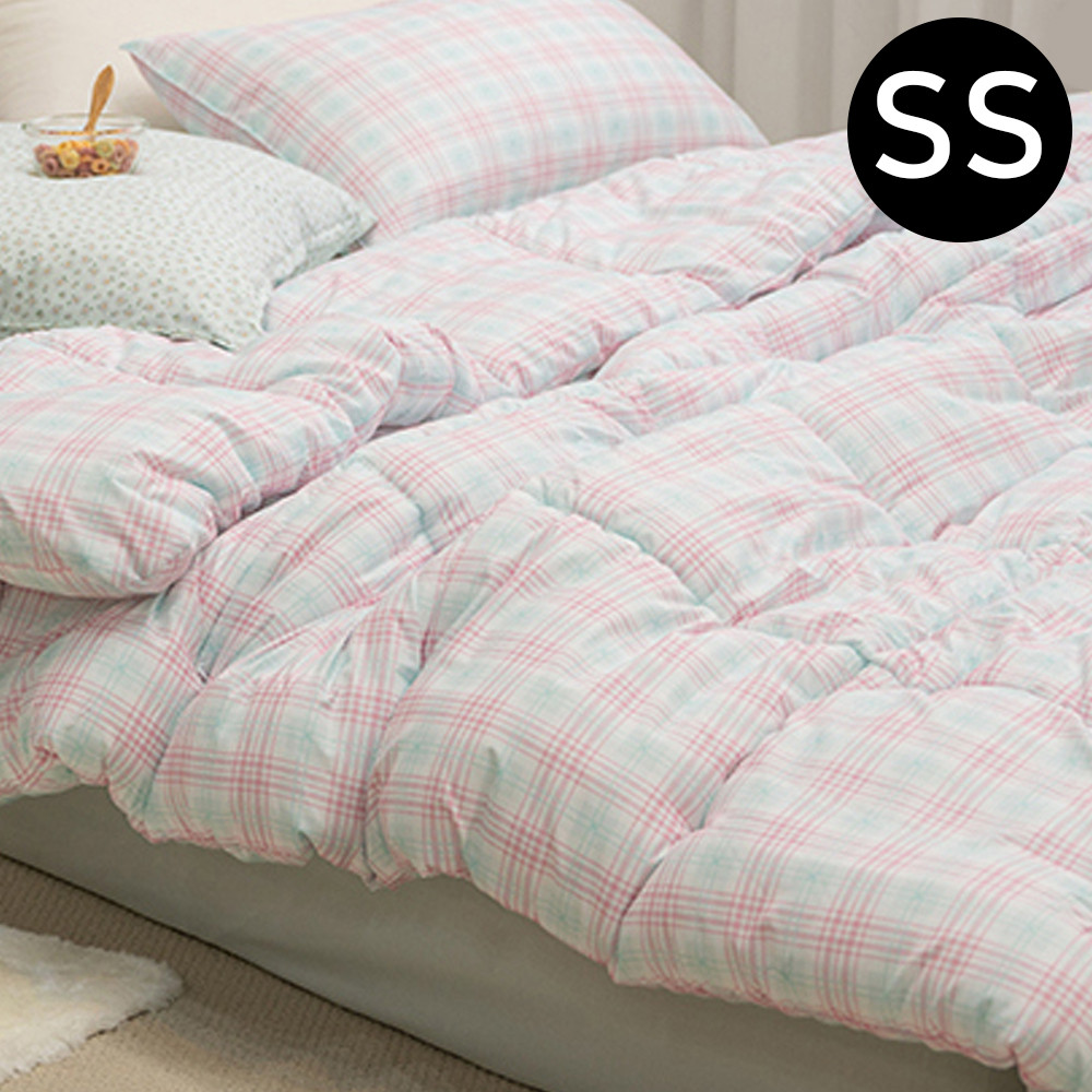 해피니 슈가체크 리버서블 소프트마이크로 차렵이불 슈퍼싱글 SS (민트핑크)