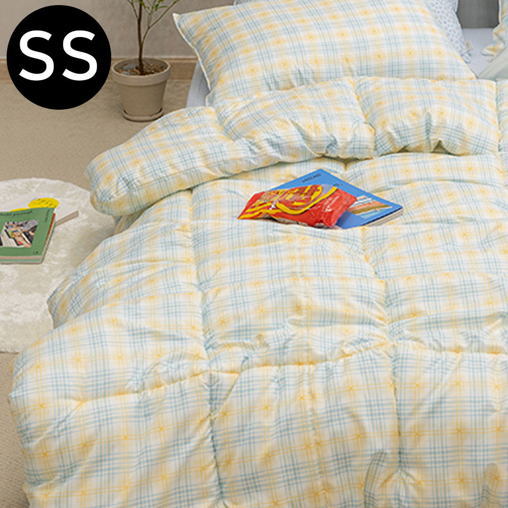 해피니 슈가체크 리버서블 소프트마이크로 차렵이불 슈퍼싱글 SS (블루옐로우)