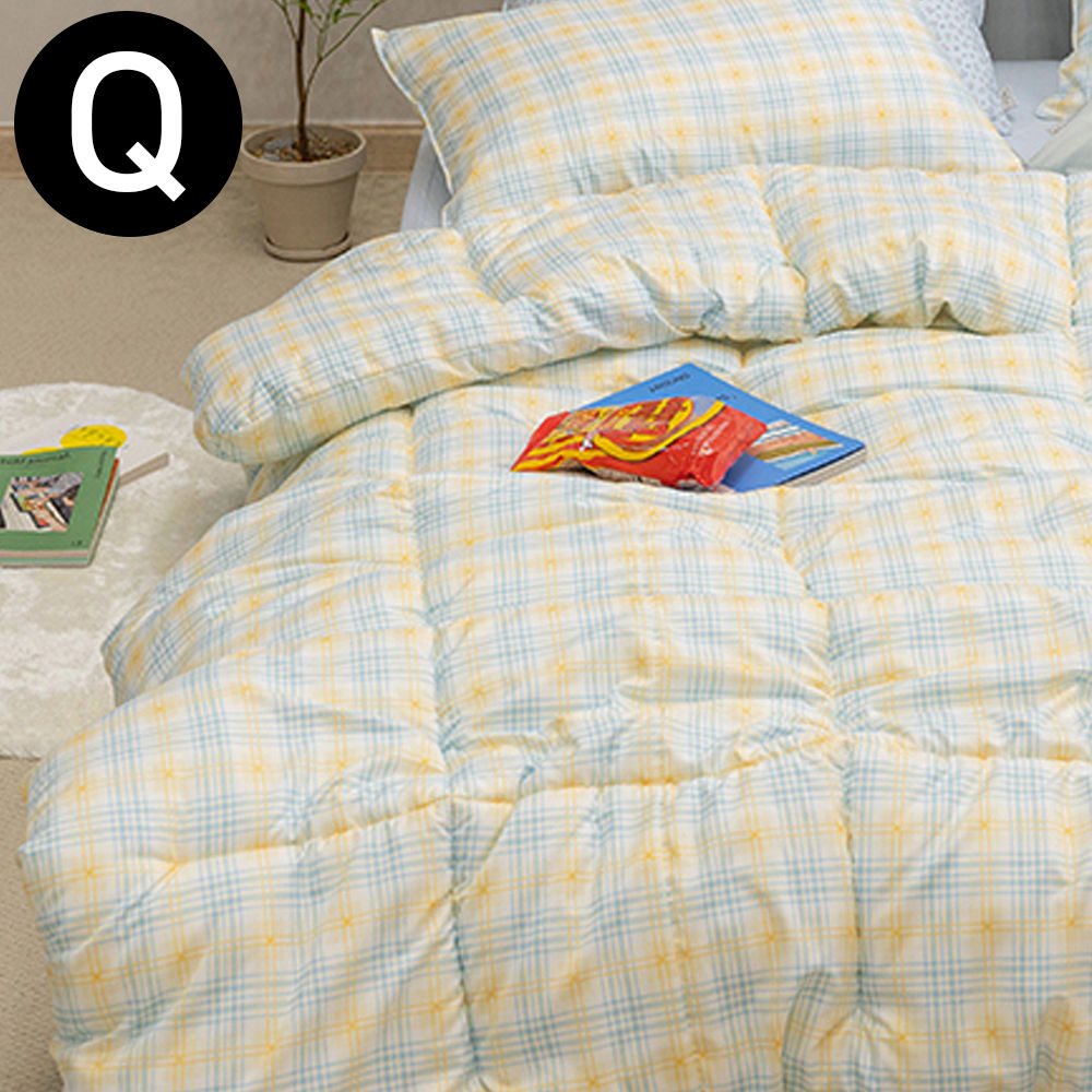 해피니 슈가체크 리버서블 소프트마이크로 차렵이불 퀸 Q (블루옐로우)